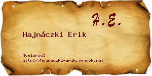 Hajnáczki Erik névjegykártya